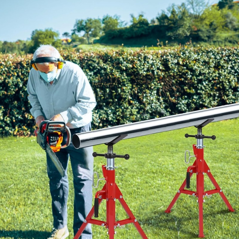 V Head Pipe Jack Stand 28-52'' Adjustable Height 2500 LBS 1/2 to 12'' Pipe gallery