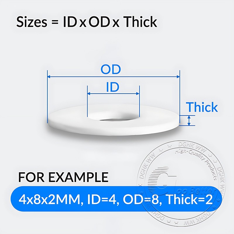 2mm Thick White PTFE High Temp Flat Ring Plastic Washer Seal Gaskets ID 3mm-66mm gallery