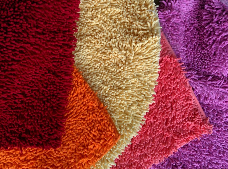 Cotton Shag Chenille Raspberry Red Rectangular Bath Bathroom Mat Rug Doormat gallery