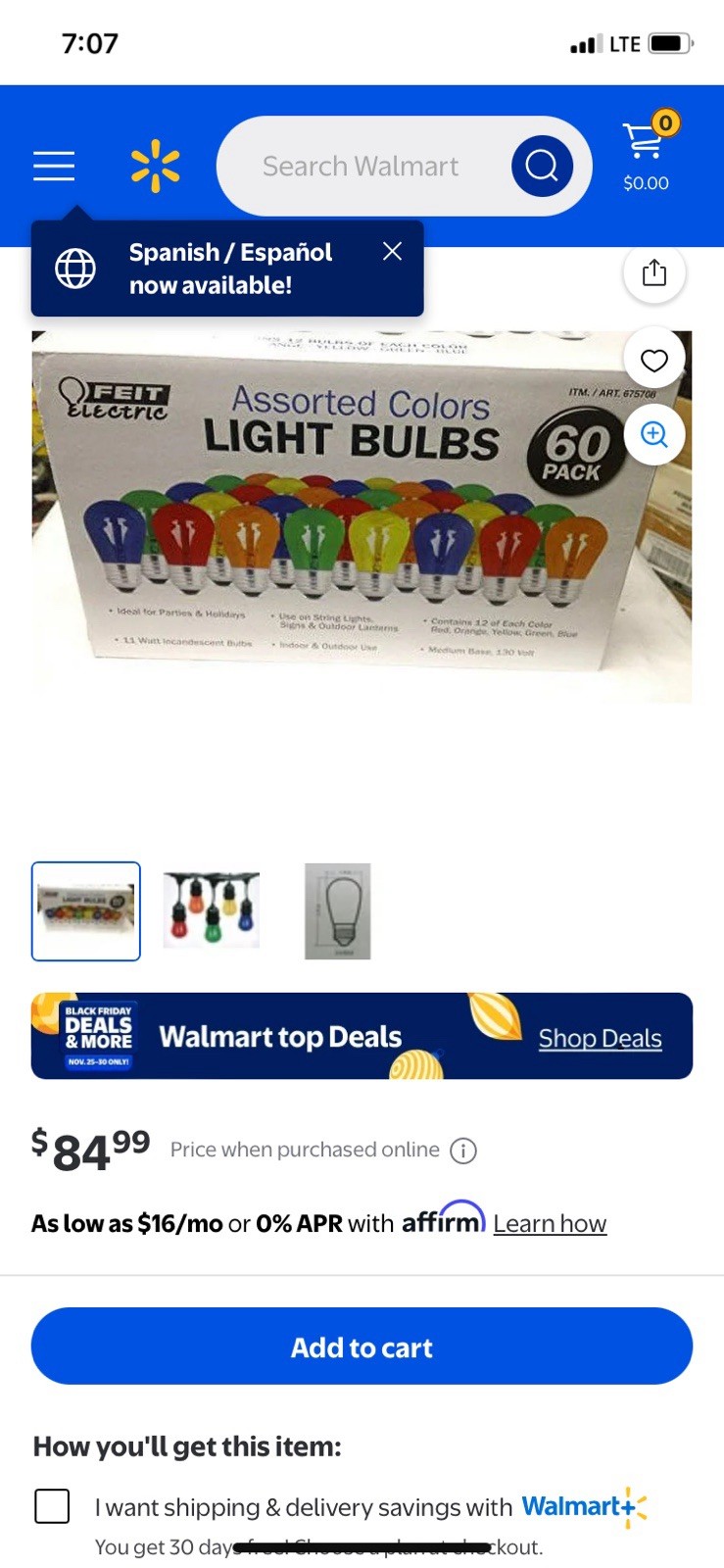 New Feit Electric Multicolor Light Bulbs (60 Pack), Assorted (M1) gallery