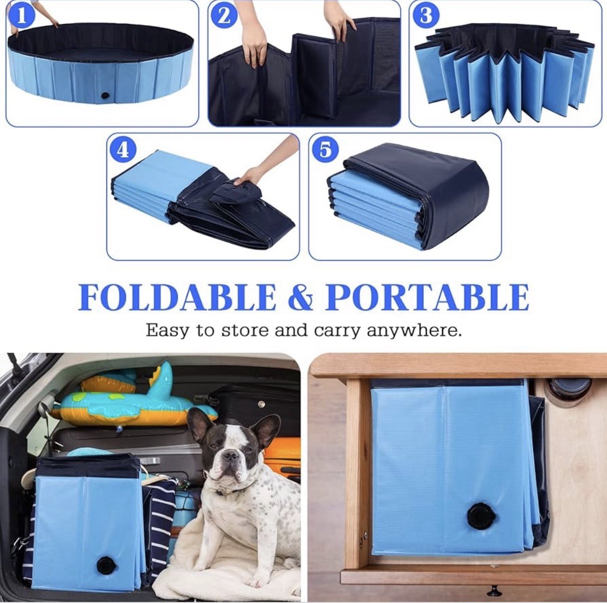 Foldable Dog Pool with Sprinkler, 87 in Extra Large Dog Swimming Pool, Outdoo... gallery