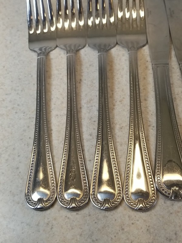 Pfaltzgraff PFF95 Stainless Flatware Beaded Edge Plume China 13 Misc. Pieces gallery