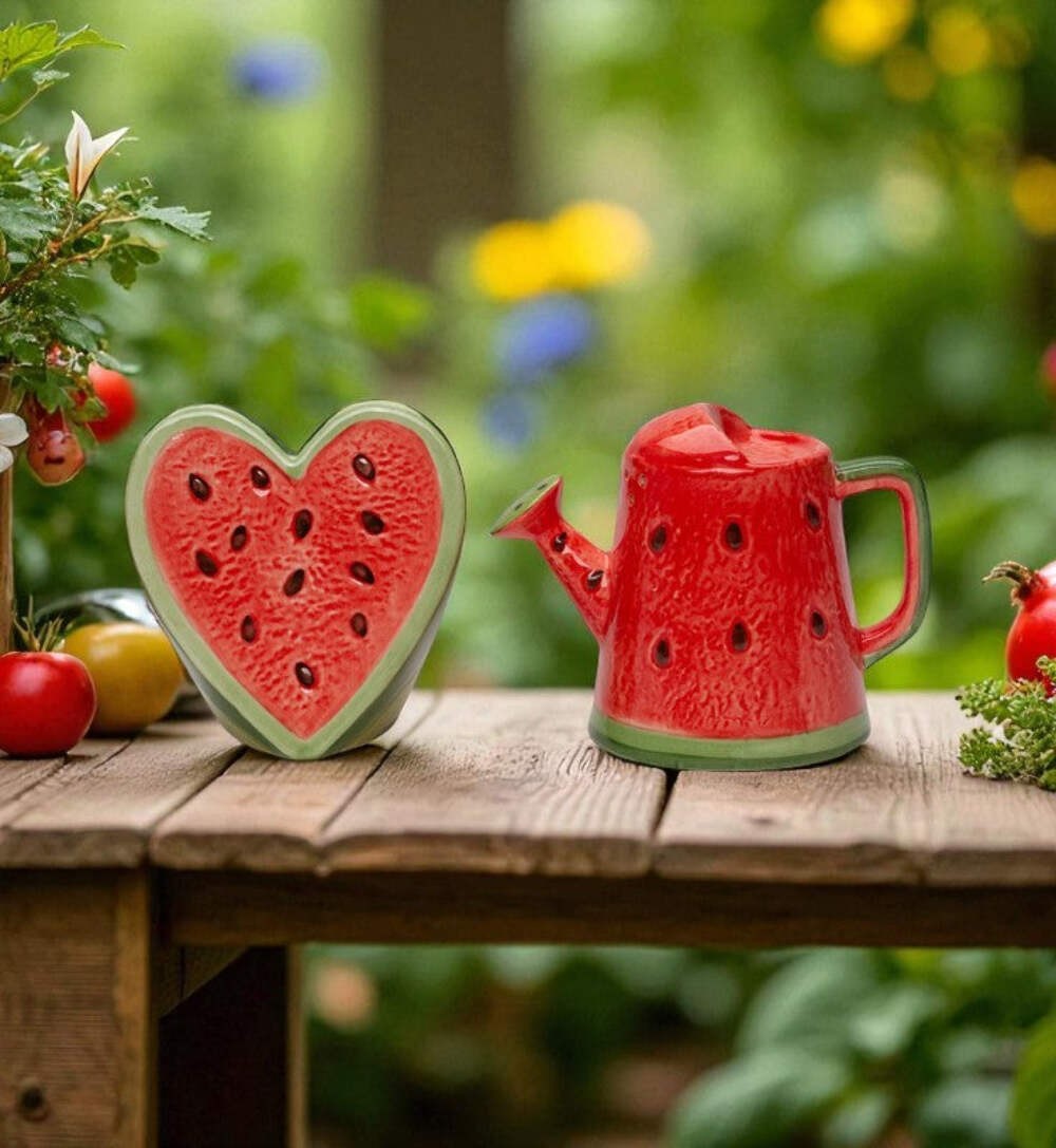 Ceramic Watermelon Heart and Water can Salt and Pepper Shakers, Kitchen Summer D gallery