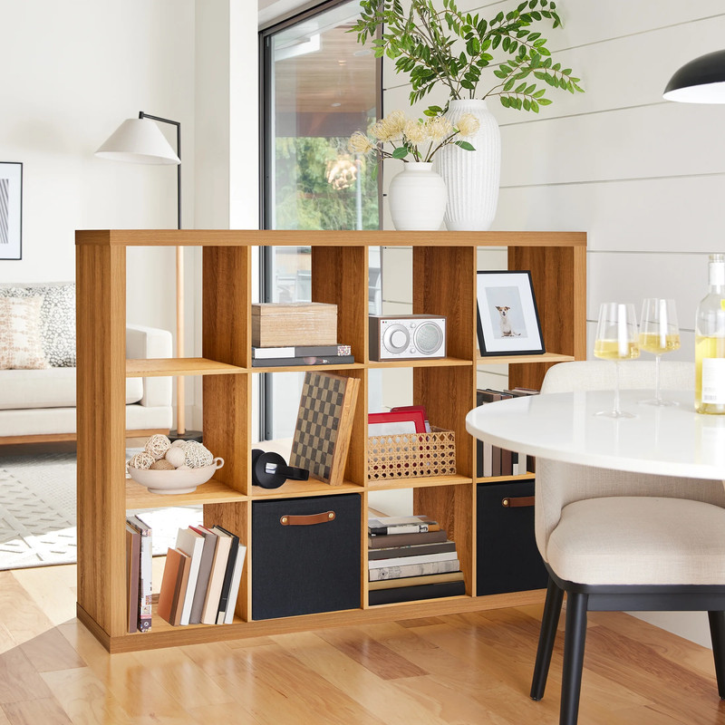 12-Cube Storage Organizer, Bookcase, Display Compartment, Open Back, Home Office gallery