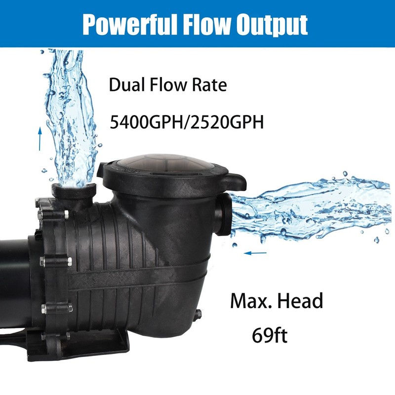 2HP 2 Speed Swimming Pool Pump Above/Inground 92/44GPM 79ft Hmax 230V Hayward gallery