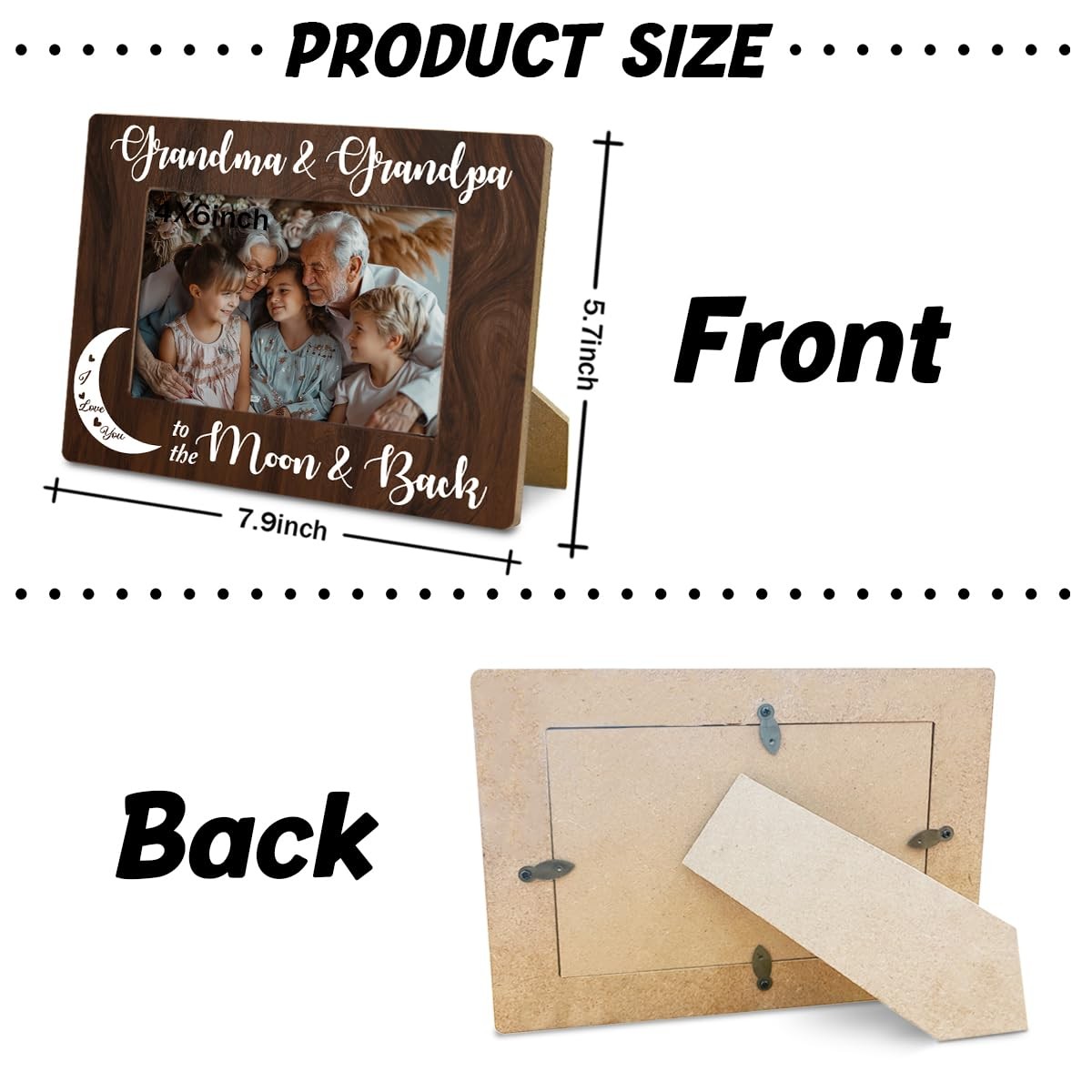 Grandparents Picture Frame Rustic Nature Wood Texture Holds 4x6 Inch Photo gallery