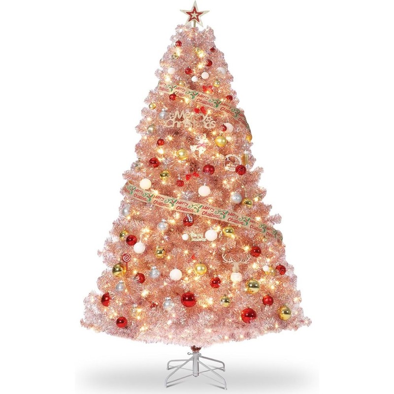 4-9ft PreLit Artificial Christmas Tree Pink with 450 LEDs Lights Xmas Decoration gallery