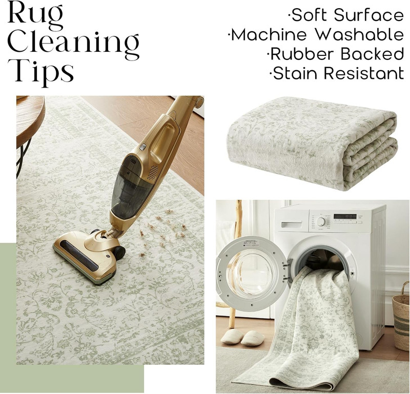Sage Green 2X3 Boho Rugs for Kitchen Bathroom Hallway Washbale Non gallery