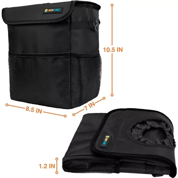 SUN CUBE Car Trash Can - Mesh Pockets, Elastic Opening - Waterproof & Leakproof gallery