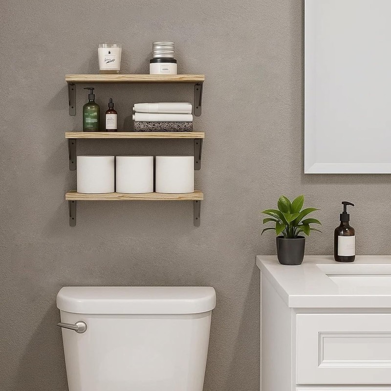 Beautiful Rustic Brown Floating Shelves for Wall - Maximize Your Space Elegantly gallery
