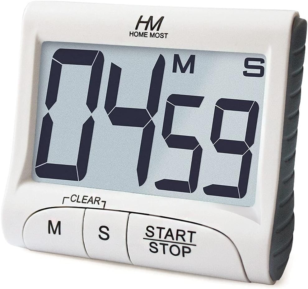 3" Large Display Digital Kitchen Timer - Sleek Matte White with Loud Alarm gallery
