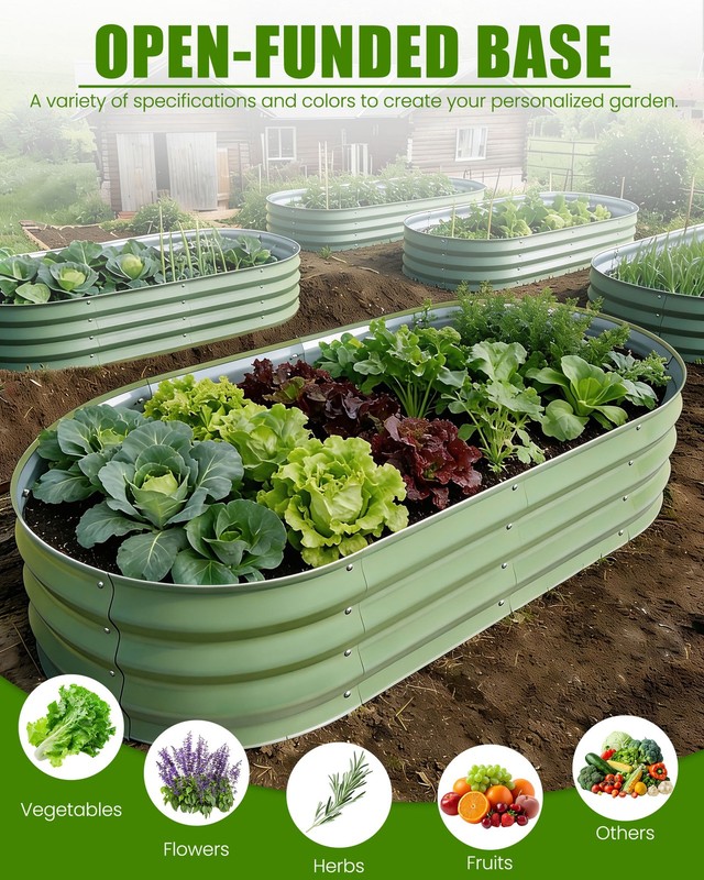 2 Pack Galvanized Raised Garden Bed Outdoor 4x 2 x 1 ft Metal Planter Box Green gallery