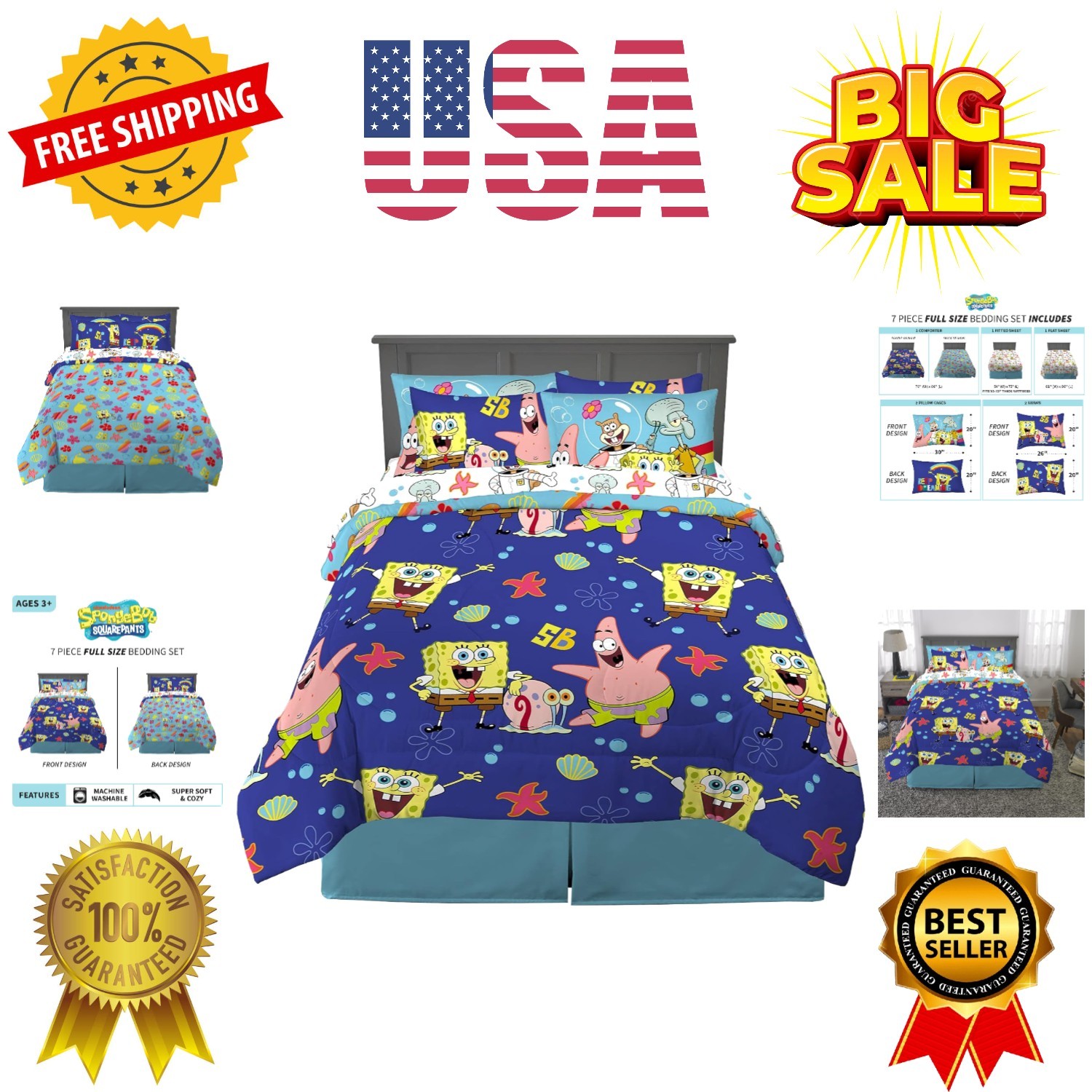Kids Bedding Super Soft Comforter and Sheet Set with Sham, 7 Piece Full Size,... gallery