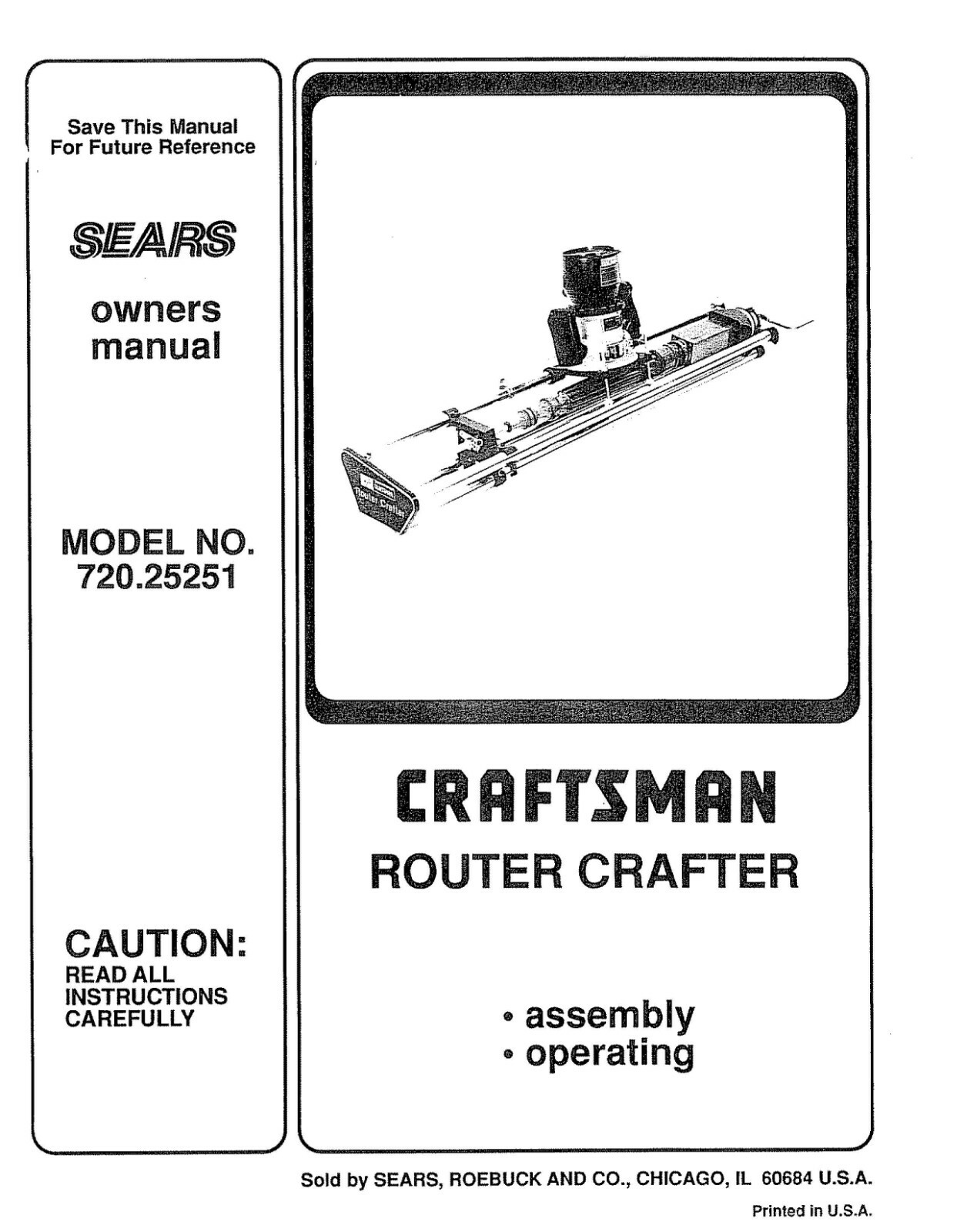 Operator Instruction Manual Fits Craftsman (Router Crafter) 720.25251 gallery
