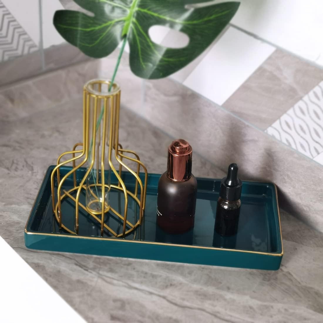 10 x 5 Ceric Bathroom Tray for Counter, Decorative Vanity Tray for gallery