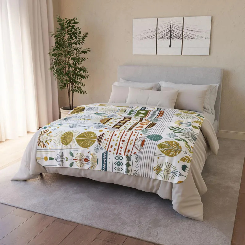 Decorative Patterned Eggs Fleece Sherpa Blanket Throw gallery