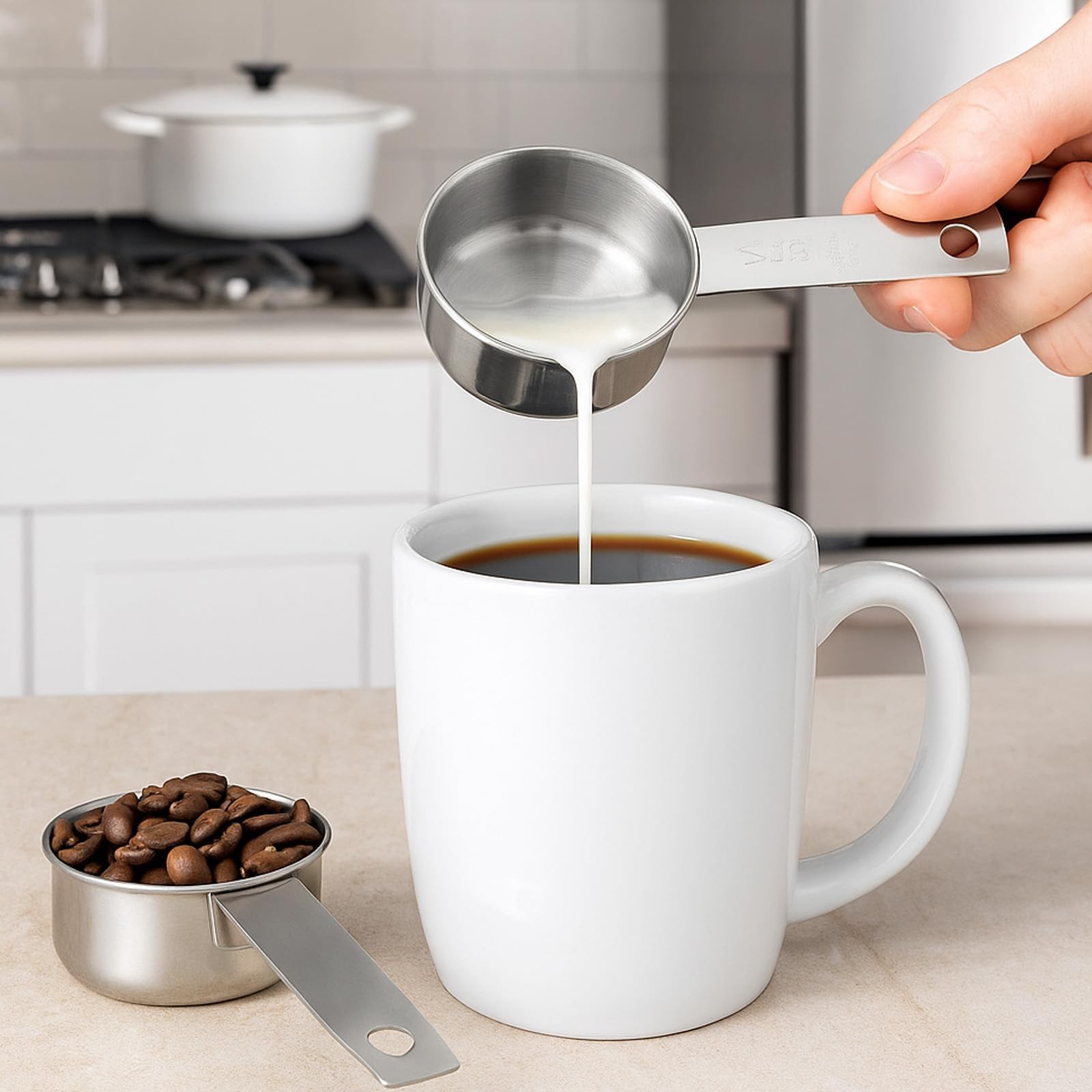 4 Pcs 1/4 Cup Measuring Cup, 60 ml Stainless Steel Measuring Cup, Single Inne... gallery