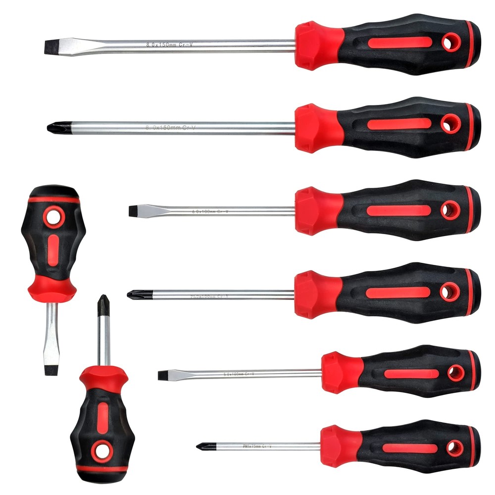 Screwdriver Set Assorted 8pieceph #1 X 3" Ph#2 X 1.5" Ph #2 X 4" Ph #3 X 6" 3/1