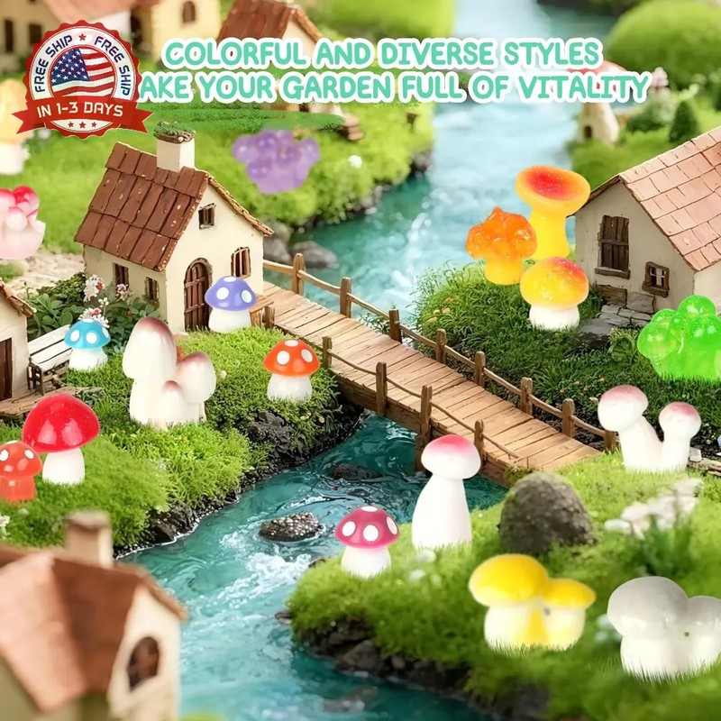 100pcs Mini Mushrooms Tiny Resin Mushrooms Miniature Little Small Mushroom Figur gallery