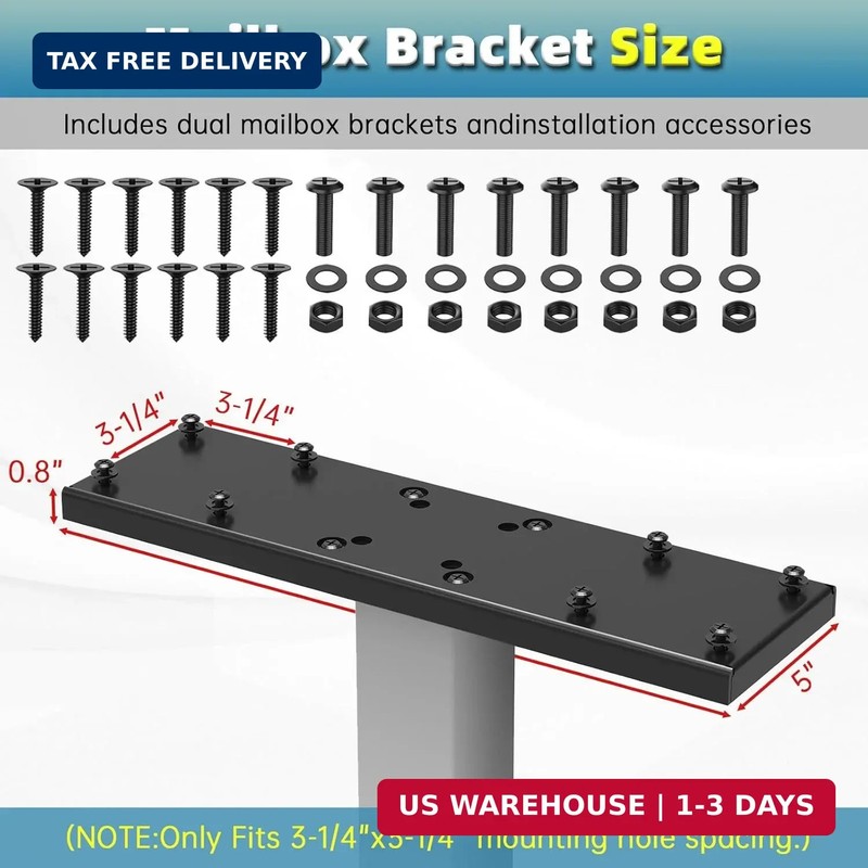 Double Mailbox Spreader Bar, Heavy Duty Mailbox Post Mounting Bracket, 19 x 7 In gallery