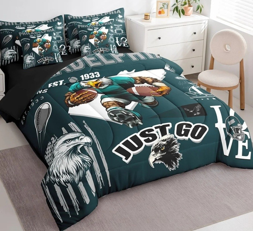 Erosebridal Football Theme Bedding Set Twin, Philadelphia Eagles, Bed-in-a-Bag gallery