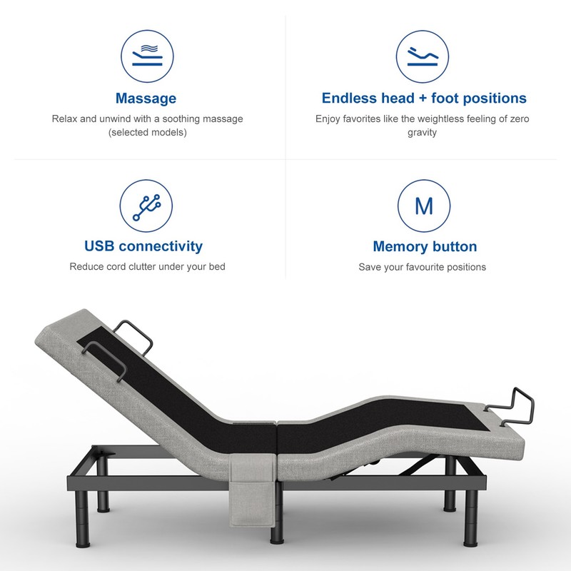 Adjustable Bed Frame With Massage Upgraded Power Base Remote USB Split King Size gallery