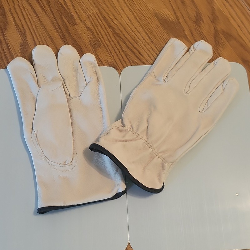 Beige Leather Work Driving Gloves for Adults, Hand Protection, P.P.E. 6 pairs gallery