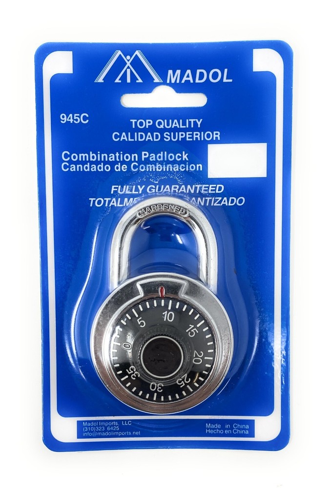 Standard Dial Combination Lock, 2 in. Wide with Different Combination