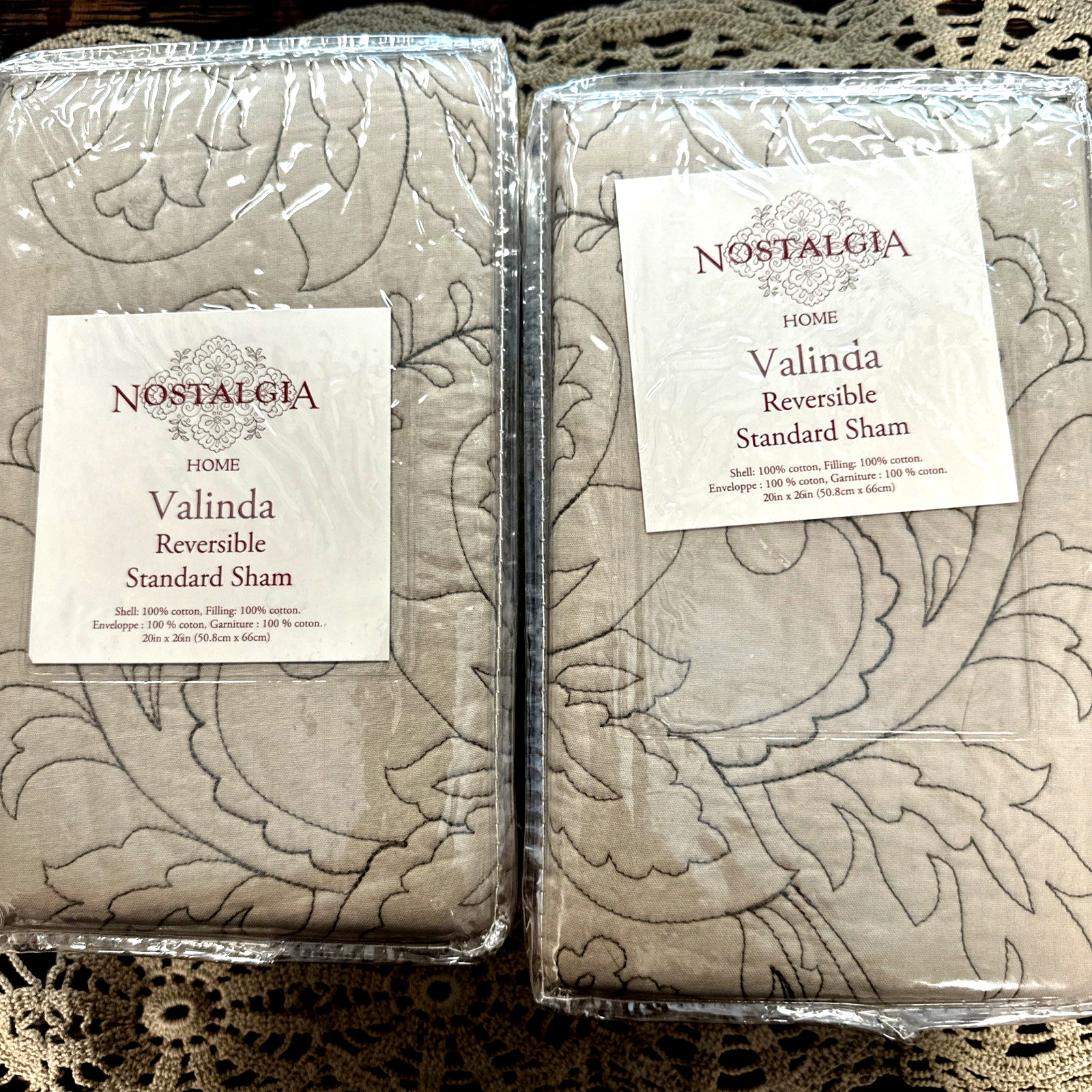 NOSTALGIA HOME Valinda Reversible Quilted Standard Pillow Shams Mocha/Tan NiP gallery