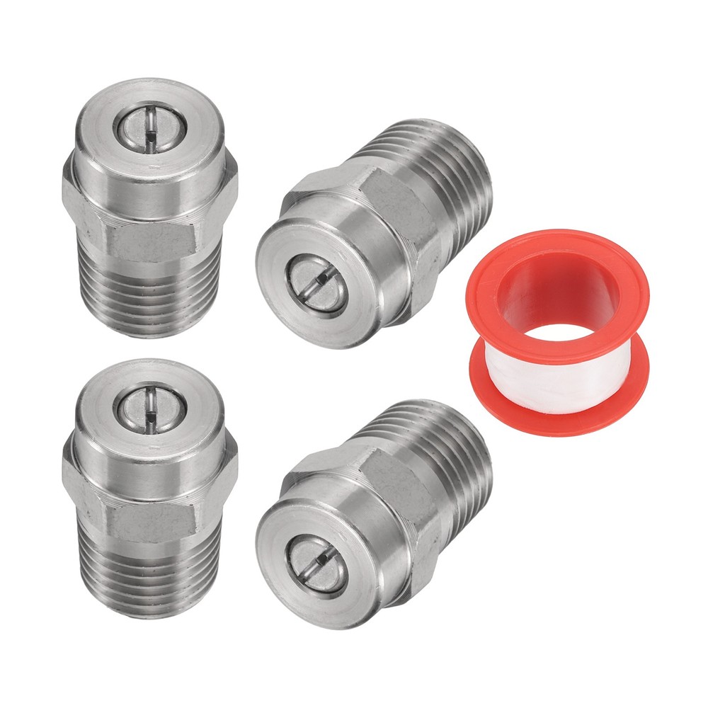 4Set Threaded Nozzle Tips with 1.07mm Orifice 1/4" Male NPT 25 Degree