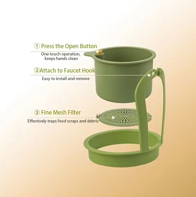 1pc Press Type Drain Basket Kitchen Sink Food Strainer Organizer - NEW gallery
