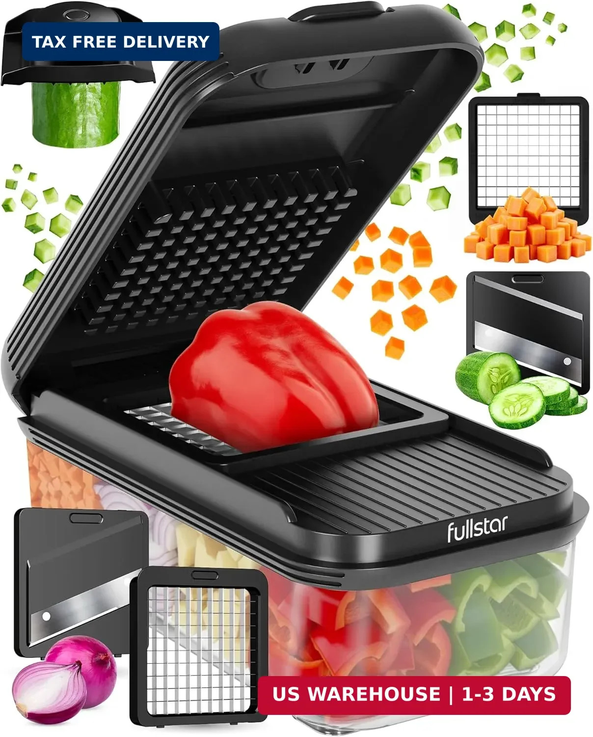 Fullstar Essential Vegetable Chopper & Mandoline Slicer - Space-Saving 2-in-1 - gallery