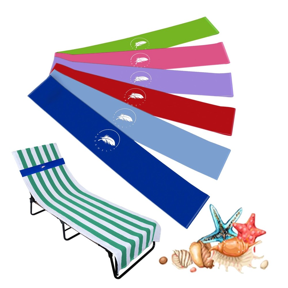 Towel Bands (6 Pack) - Stretch Beach Clips for A Mix 6 Colors