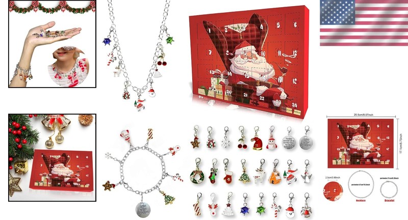 Christmas Countdown Advent Calendar for Kids with Bracelet and Necklace Included gallery