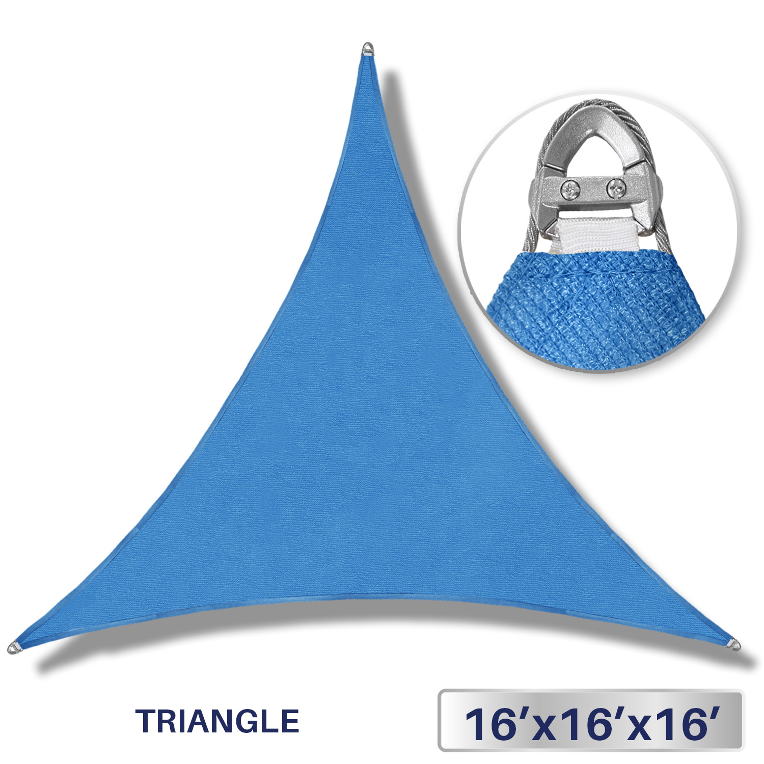 16-48ft Sun Shade Sail Blue Triangle Patio Yard Canopy Cover w/ Steel Wire & Kit gallery