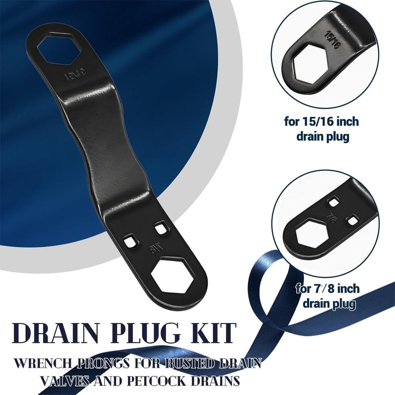 RV Water Heater Drain Plug Kit, Include Angled Wrench, 8 Pieces 1/2" NPT... gallery