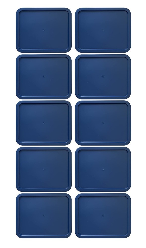 Replacement Lids for Pyrex 7210-PC 3-Cup Rectangle Navy Blue 5.75x7.75" 10-Pack