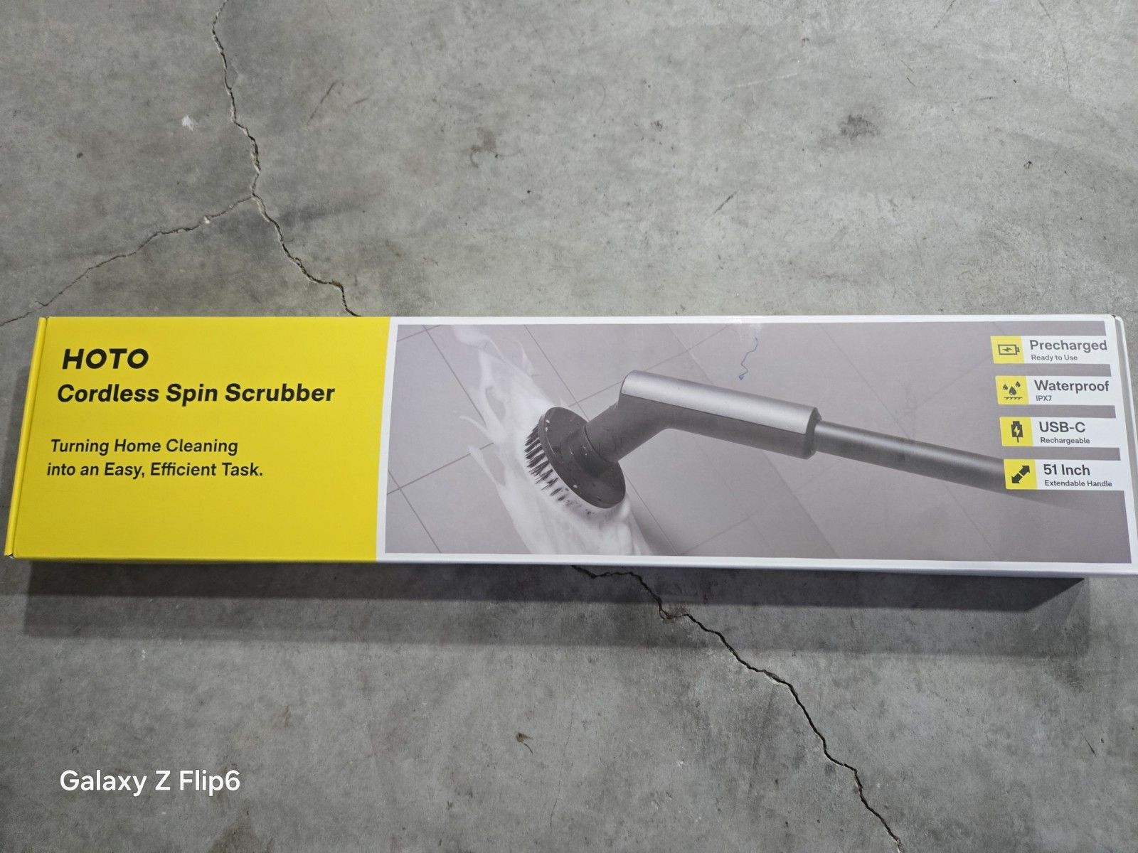 HOTO Cordless Spin Scrubber Gray/Black Waterproof USB-C Rechargeable Extendable gallery