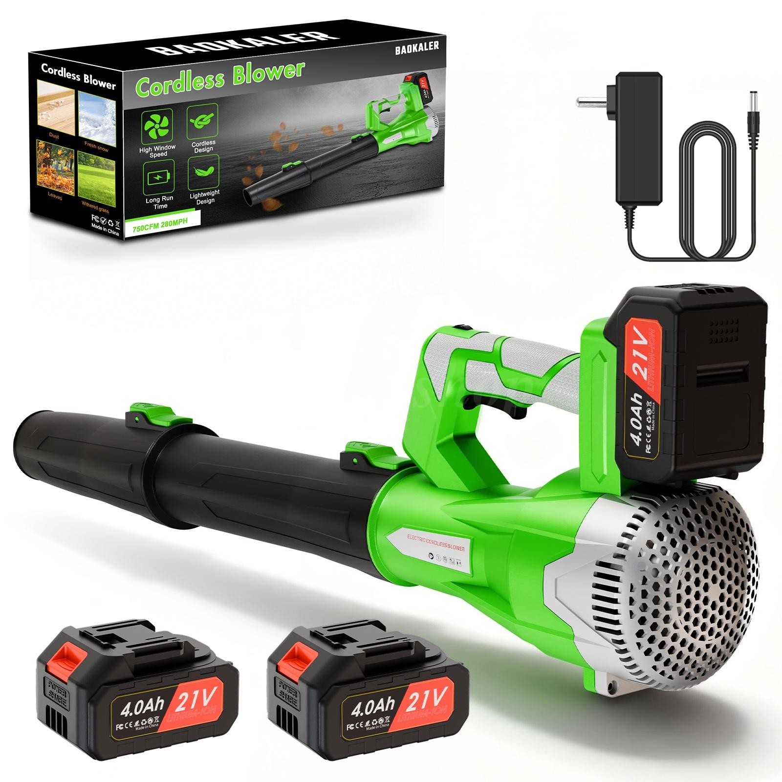 Cordless Leaf Blower 650CFM/150MPH & 6 Speed Levels Electric w/2 Batteries 4.0Ah gallery