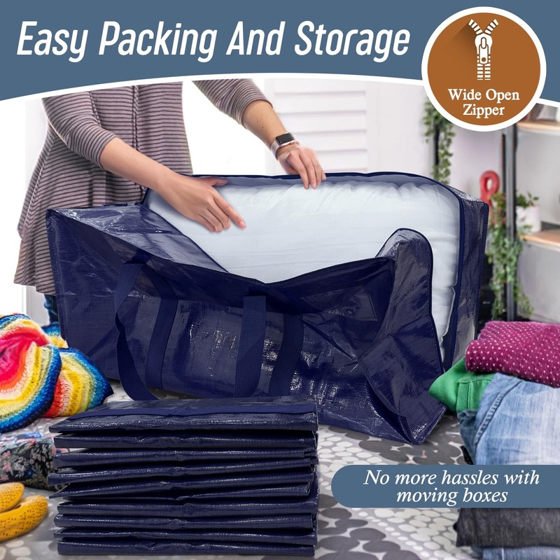 6 Pack Extra Heavy Duty Large Moving Bags with Strong Zipper & Comfortable Ha... gallery