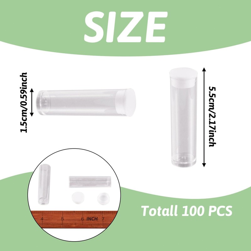 100Pcs Transparent Clear Plastic Small Empty Storage Tubes Bead Container Set gallery