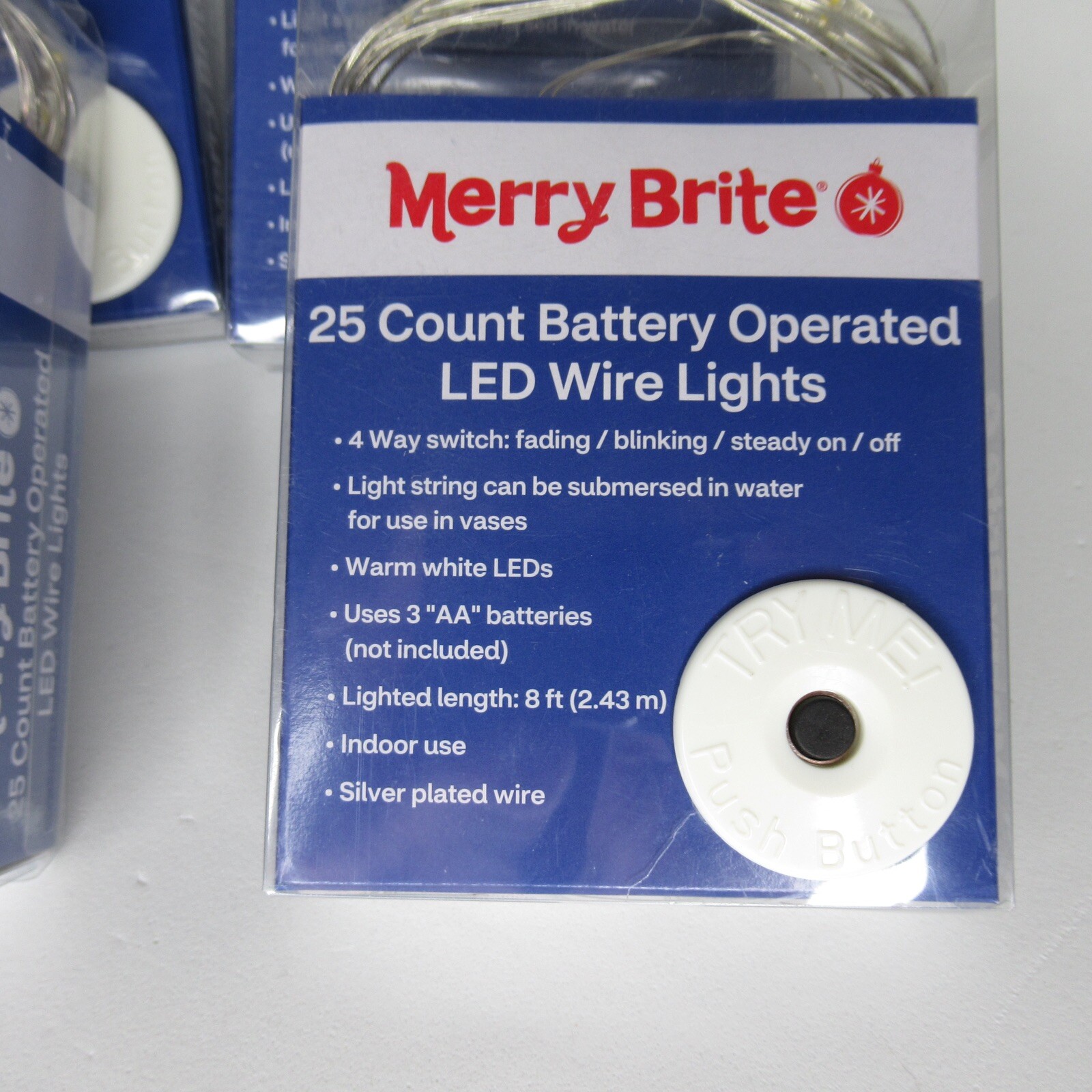 LED Wire Lights 4 Function Battery Operated Warm White Silver Wire 8ft Lot of 4 gallery