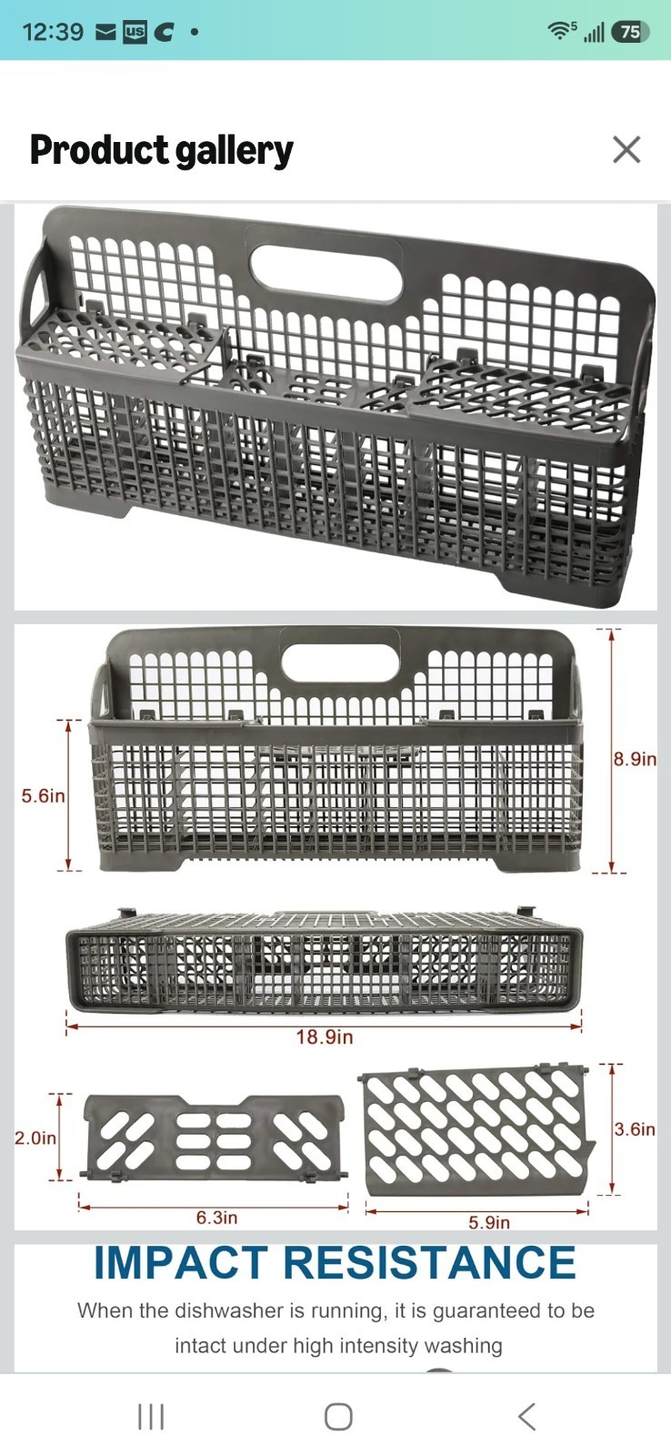 Whirlpool WP8531233 KitchenAid Dishwasher Silverware Basket gallery