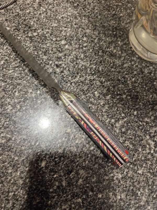8" Herringbone Pattern Stainless Damascus Clad VG10 Chef's Knife With Carbon... gallery