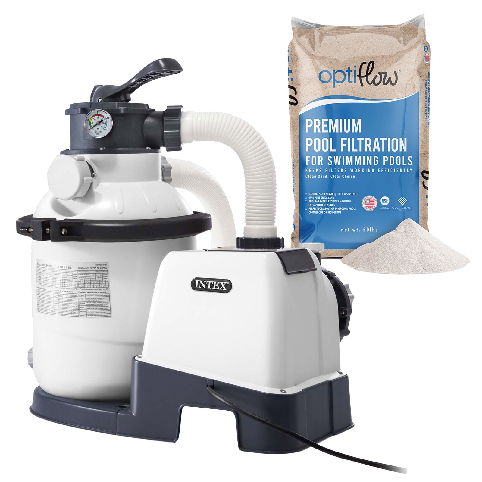 Intex Krystal Clear 1500GPH Sand Filter Pump & OptiFlow Premium Pool Filter Sand gallery