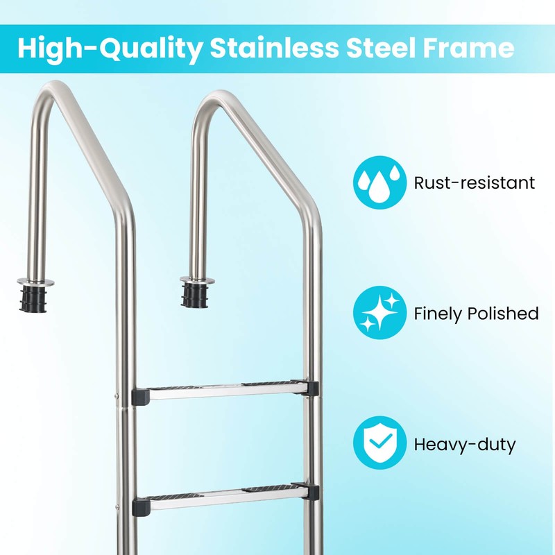 4-Step Pool Entry & Exit Ladder with Stainless Steel Frame for Swimming Pool gallery