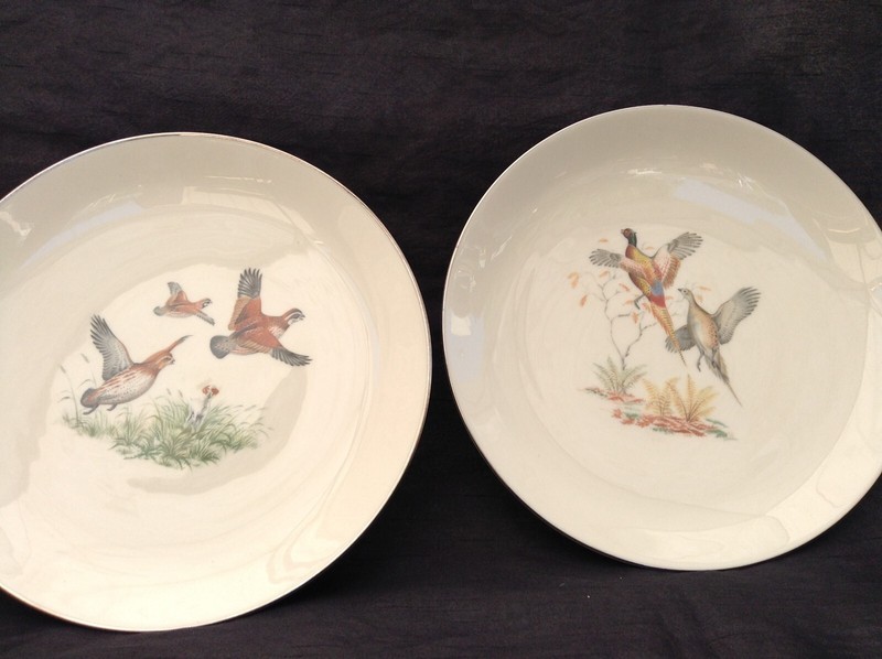 ROYAL DEVON GAME BIRD SERIES DINNER PLATES, 10.5", SILVER TRIM, (4) gallery