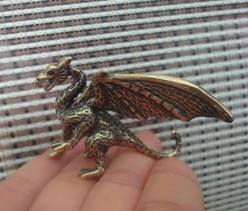 Vintage Style Solid Brass Copper Flying Dragon Statue For Home Garden Decor gallery