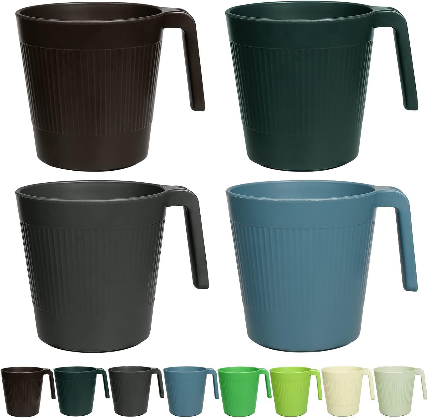 8 Plastic Stackable Coffee Mugs with Handles,Unbreakable Drinking Glasses,16.9oz gallery