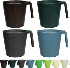 8 Plastic Stackable Coffee Mugs with Handles,Unbreakable Drinking Glasses,16.9oz
